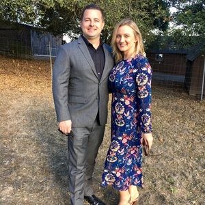 Floral, long sleeve midi dress